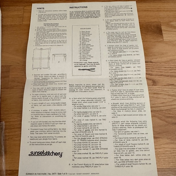 Vintage Sunset Stitchery Crewel Kit Summer In The Park 1979 - Picture 15 of 15